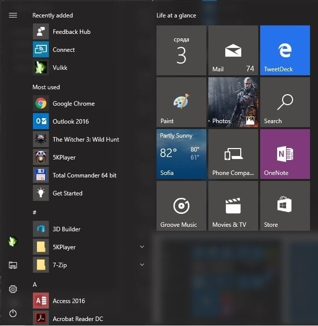 windows 10 anniversary update new start menu