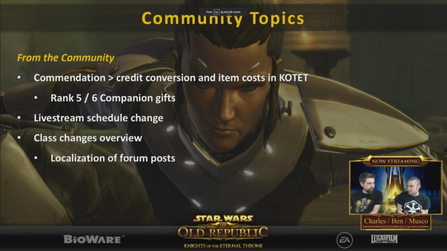 swtor story revisited producer live stream screenshot - community topics