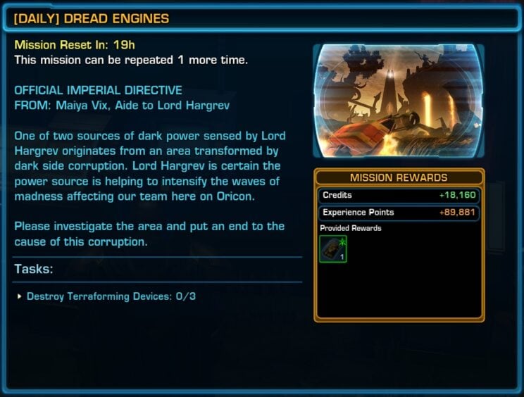 Red Engine Swtor SWTOR Oricon Story and Daily Area Guide - VULKK.com