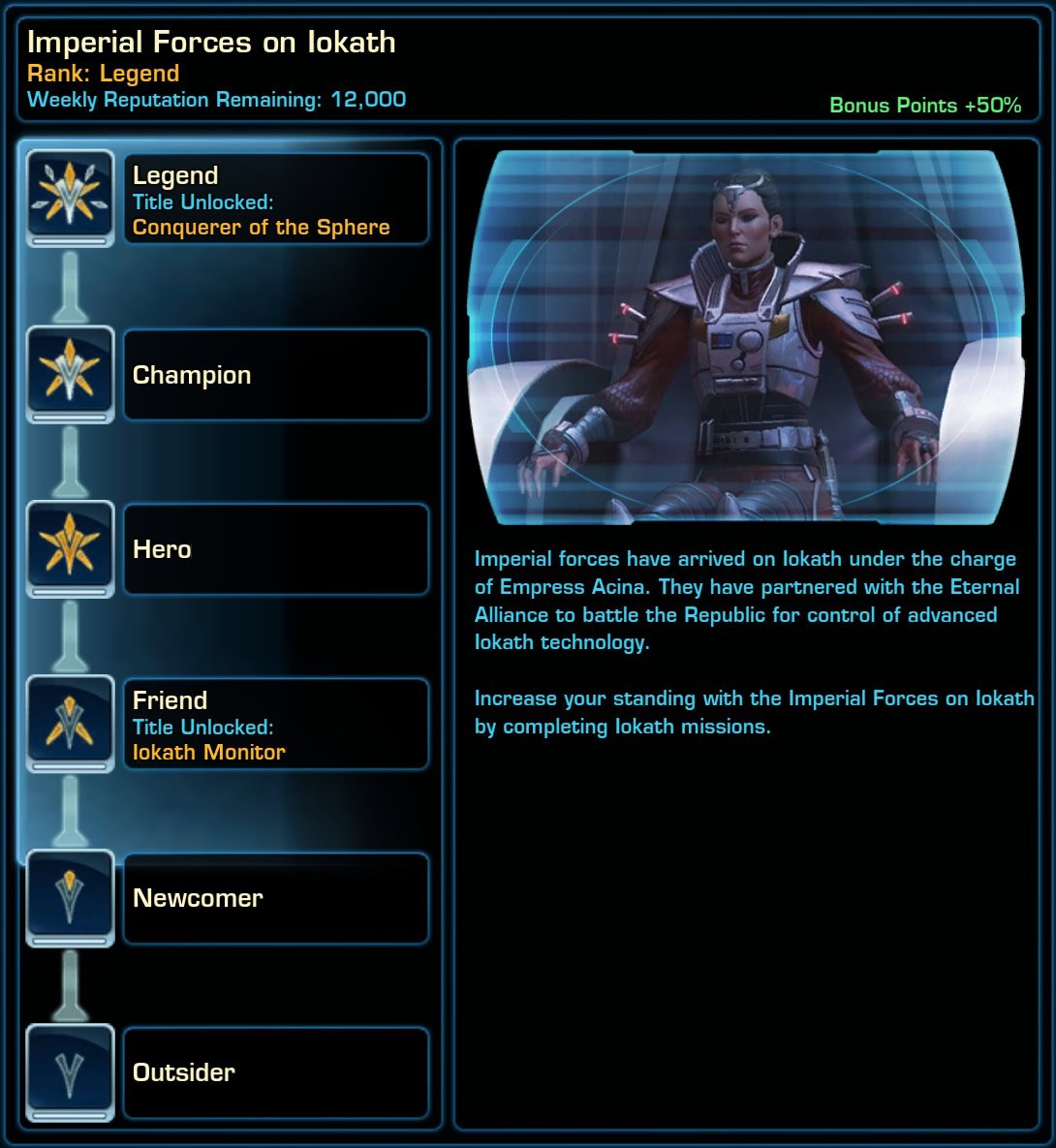 Imperial Forces on Iokath - Reputation Track