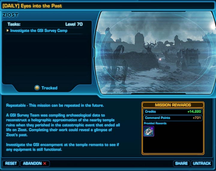 SWTOR Ziost Daily Missions - Eyes into the Past Objectives