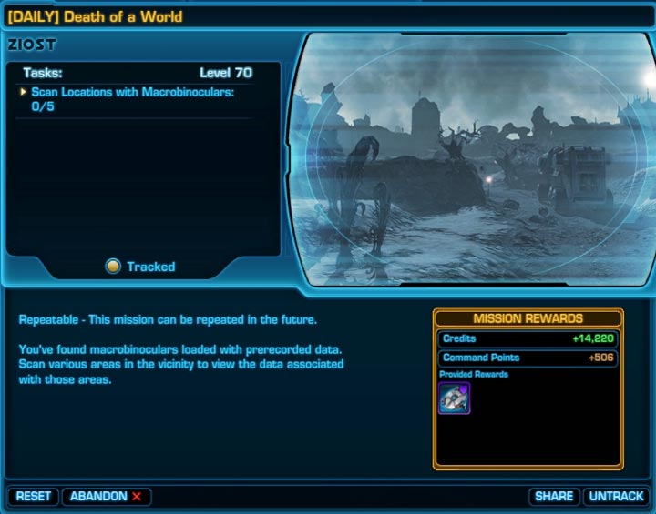 SWTOR Ziost Daily Missions Guide - Death of a World Objectives