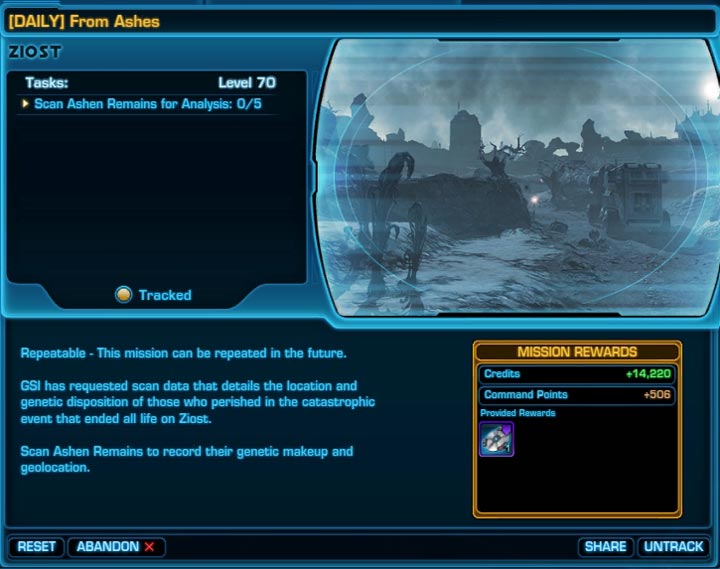SWTOR Ziost Daily Missions Guide - From Ashes Objectives