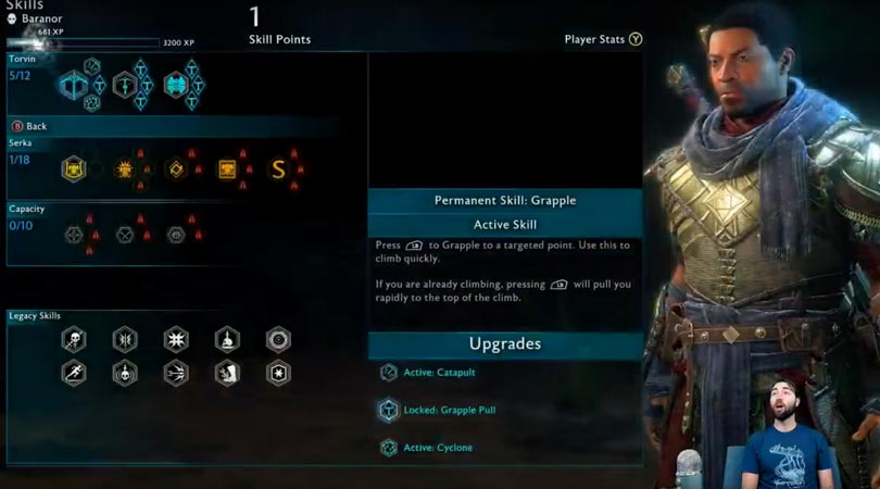 Shadow of War Desolation of Mordor - Skill Tree and Abilities Menu