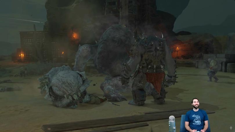 Shadow of War Desolation of Mordor - Were-Worm Eating an Orc