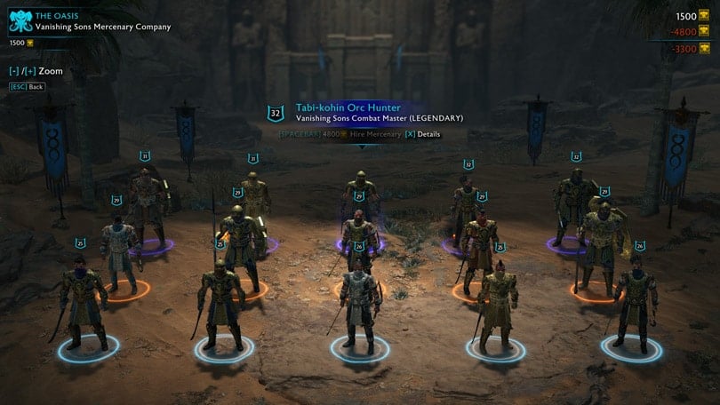 Shadow of War Desolation of Mordor - Hiring Mercenaries Screen
