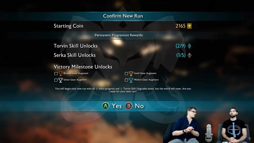 Shadow of War Desolatoin of Mordor DLC - The Confirm New Run Screen