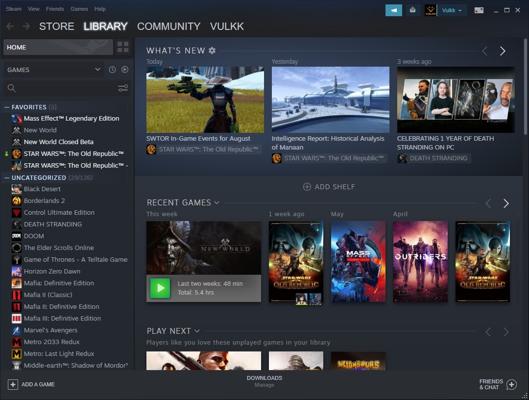 Log into Steam and access SWTOR PTS, step 1