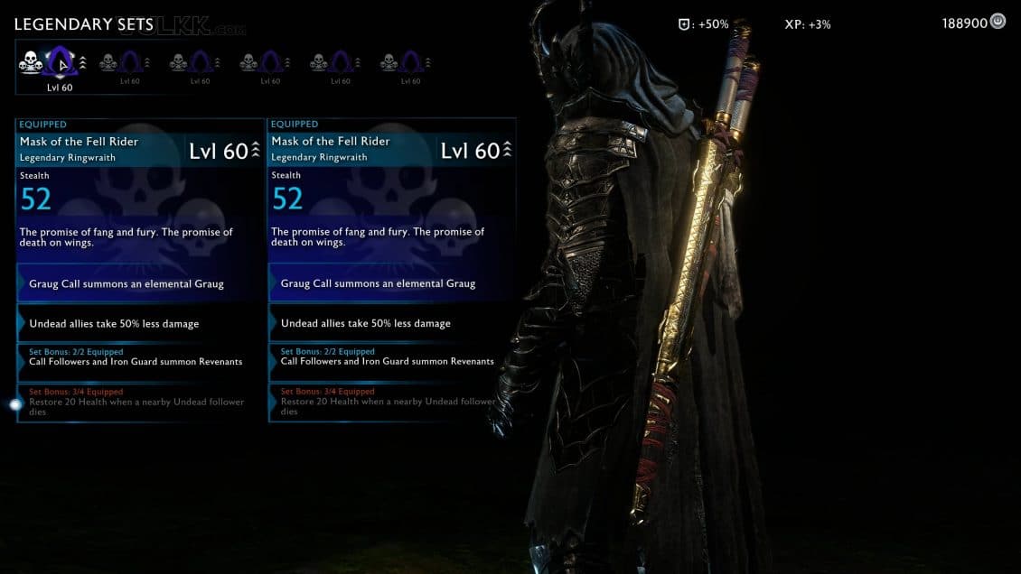 Shadow of War Mask of the Fell Rider Stats Overview