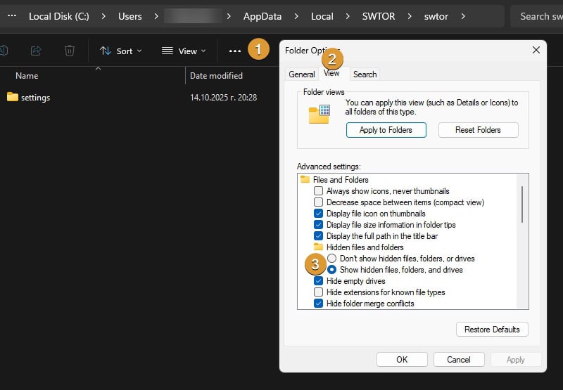 Show Hidden Folders in Windows