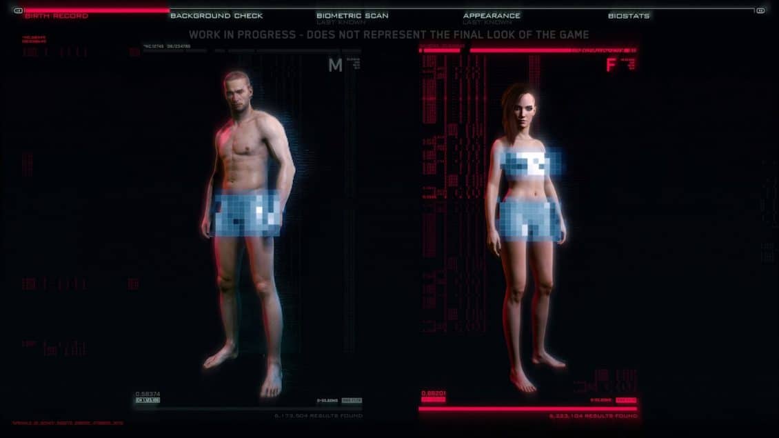 Cyberpunk 2077 Character Creator - Tab 1