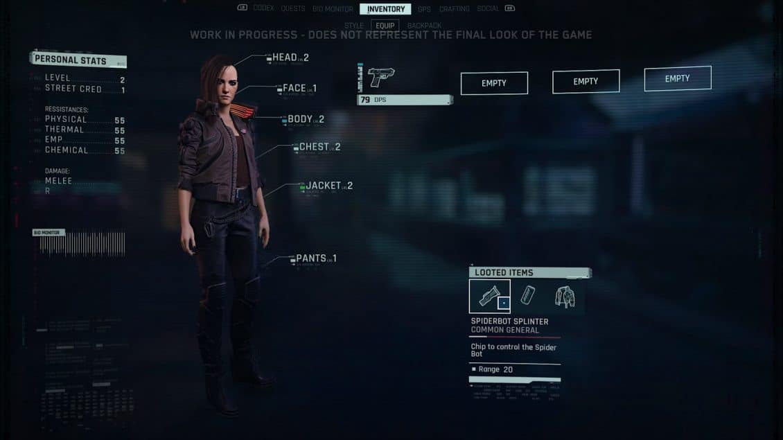 Syberpunk 2077 Inventory Tab