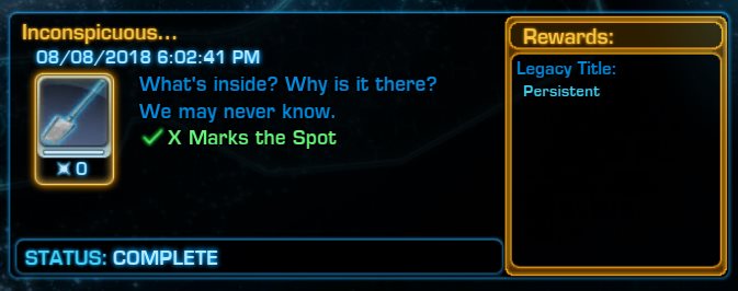 SWTOR Rishi Stronghold Secret Achievement Inconspicuous Status