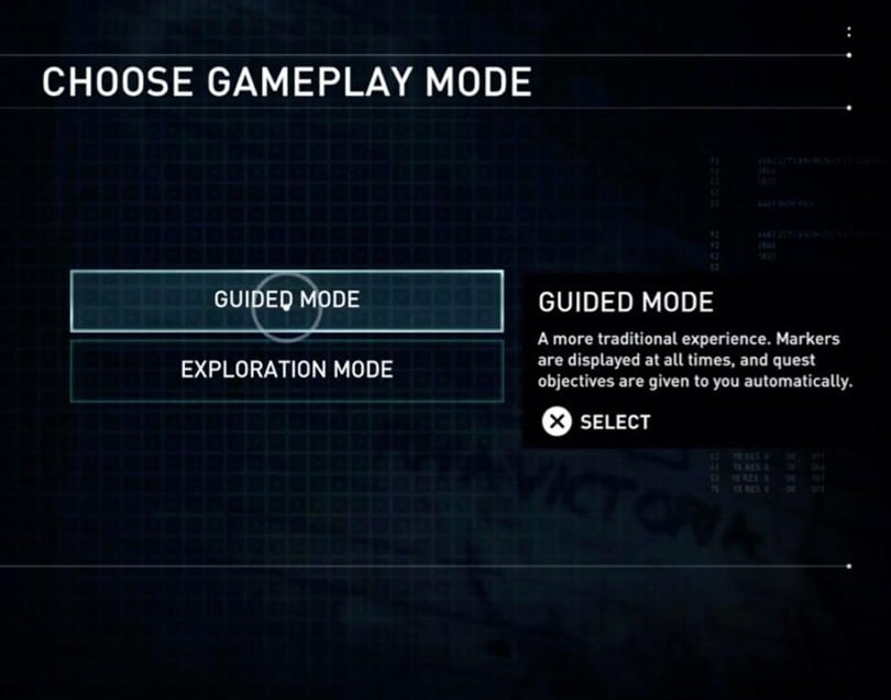 Assassin's Creed Odyssey Choosing Gameplay Modes - Guided Mode