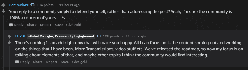 Ben Walke answering before an angry Reddit crowd