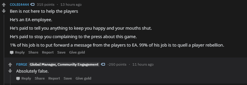 Ben Walke disproving false facts about his role at DICE and EA