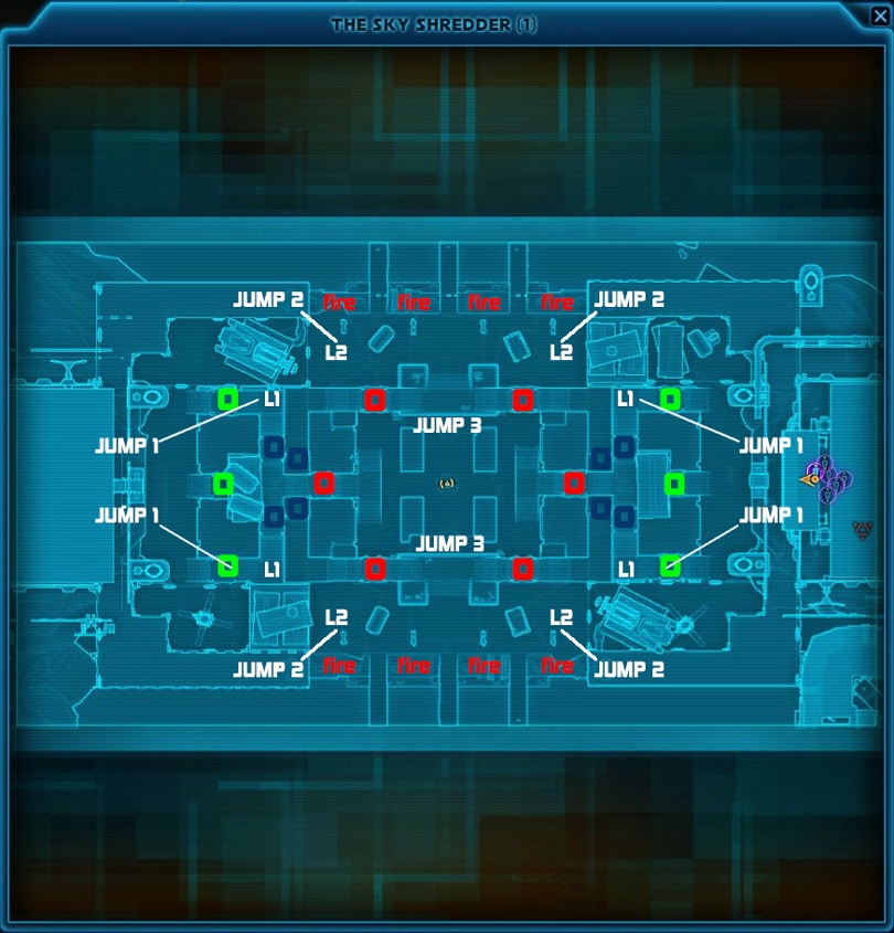 SWTOR Vandin Huttball Map Layout with Places of Interest Marked