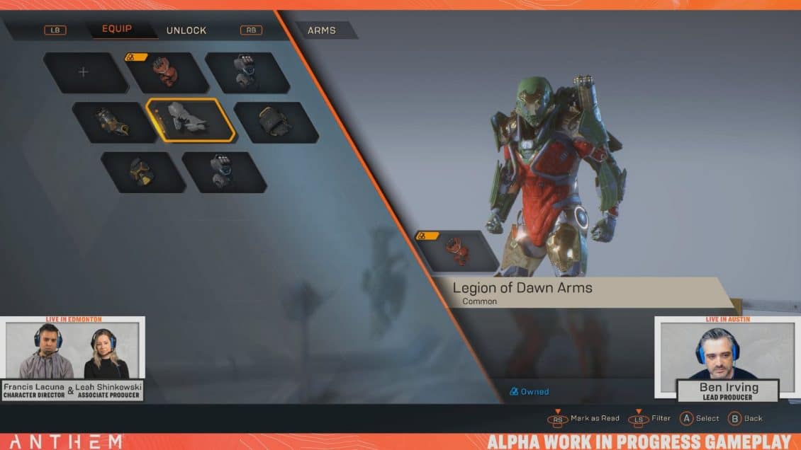Anthem Appearance Customization - Arms