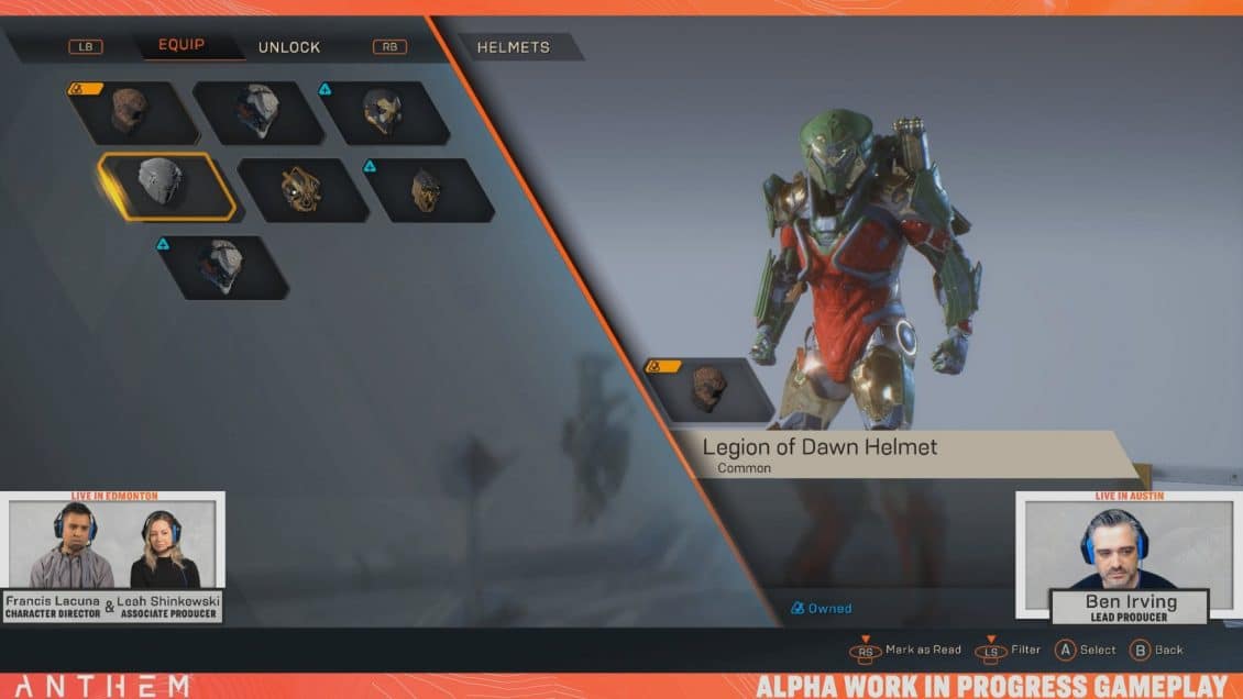 Anthem Appearance Customization - Helmet
