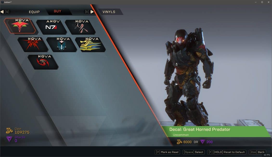 Anthem Appearances and Outfits Guide - Vinyls