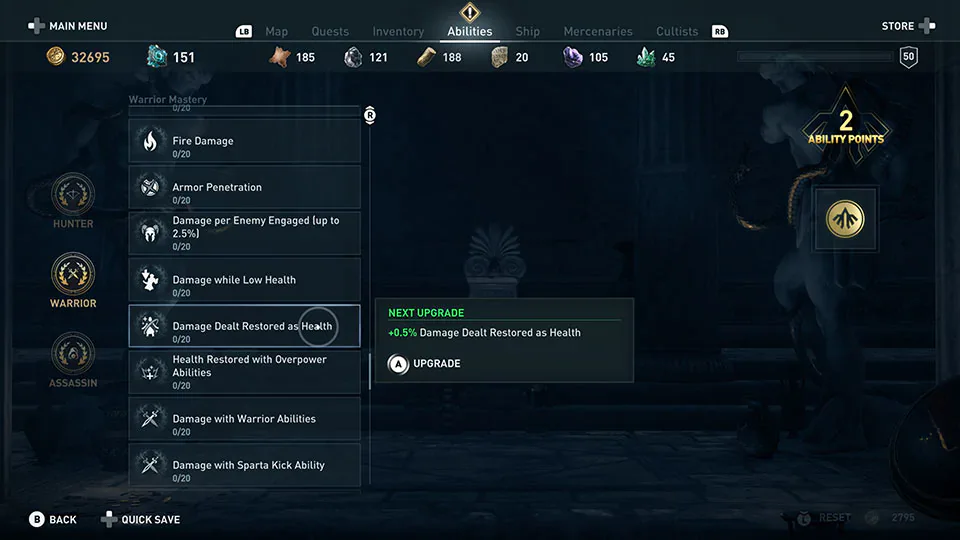 Assassin's Creed Odyssey Mastery Skill Upgrades