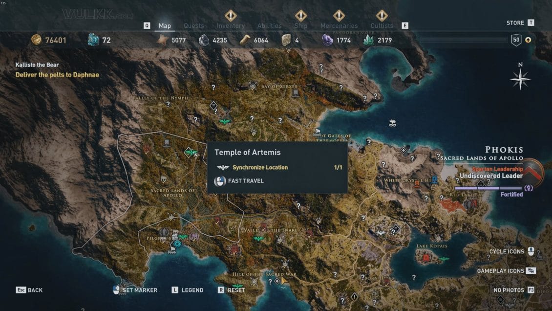 Daphnae Location near the Temple of Artemis in Sacred Lands of Apollo, Phokis