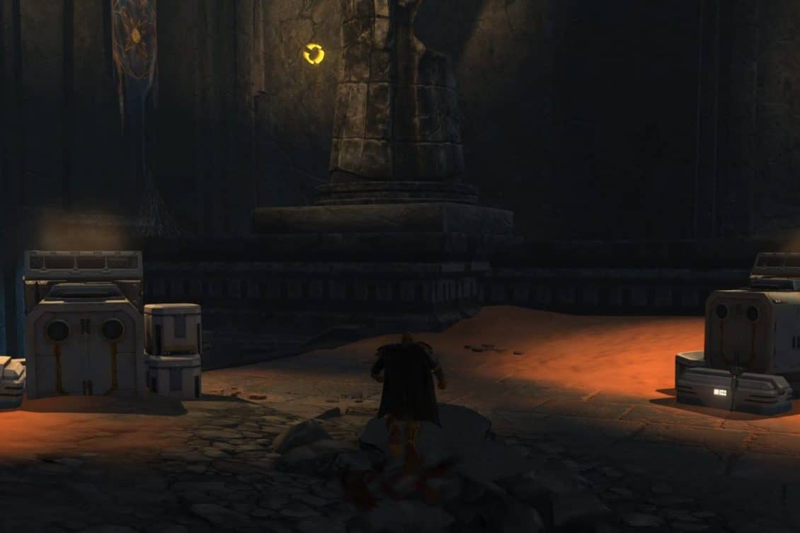 SWTOR Ossus Endurance Datacron Location Guide - Secrer Room Yellow Marker on the Wall