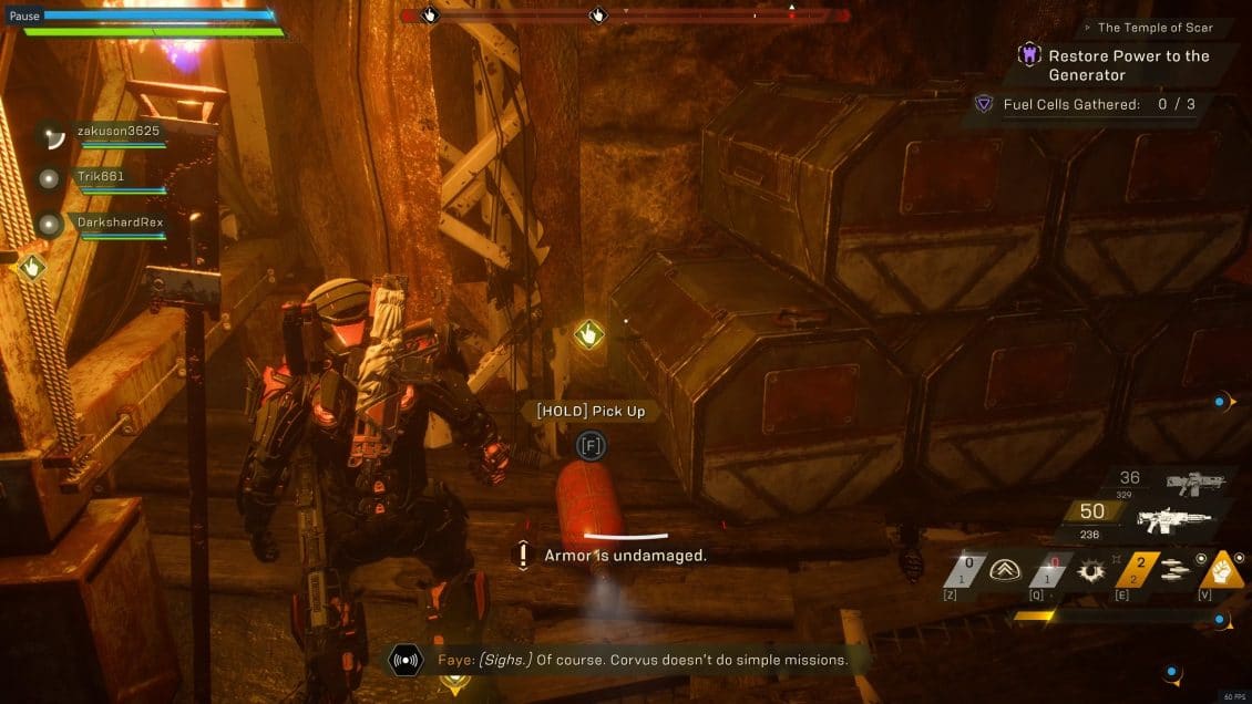 Anthem Temple of Scar Stronghold Guide - First Encounter - Gathering Fuel Cells