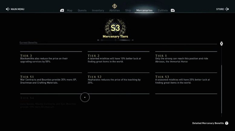 Assassin's Creed Odyssey Update 1.1.4 - 22 New Mercenary Tiers