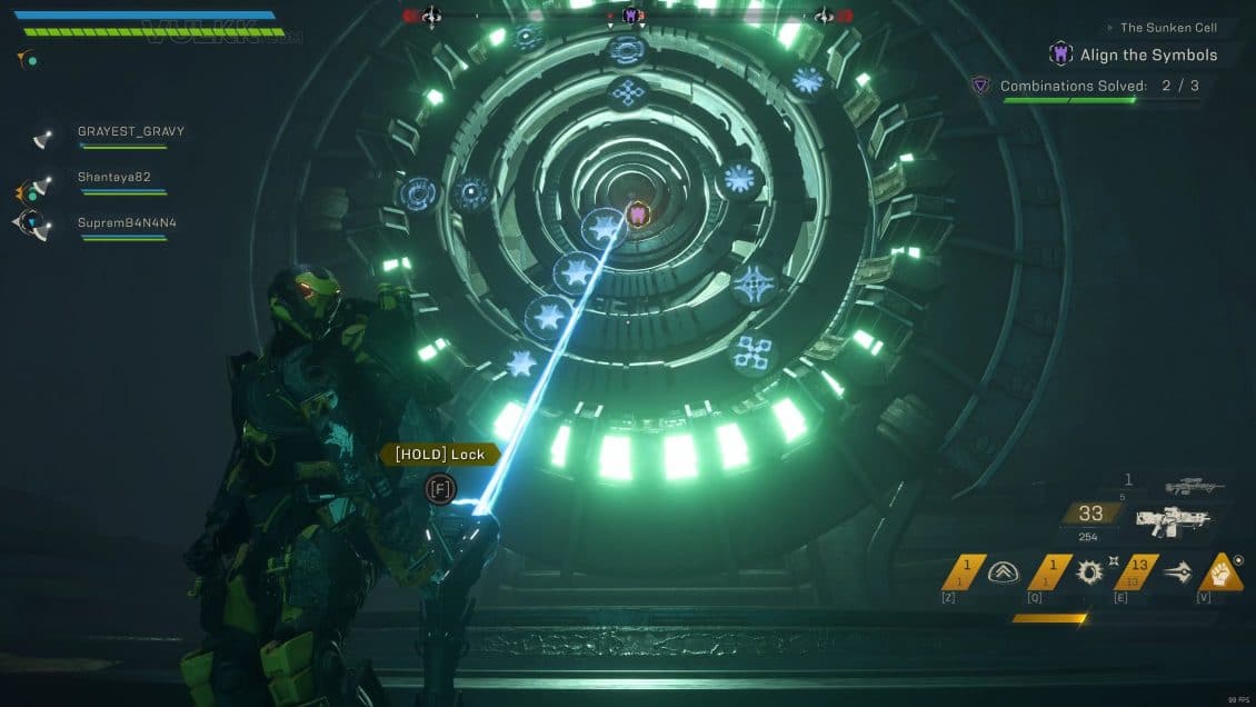 ANTHEM Sunklen Cell Stronghold Guide - Combinations Solved puzzle