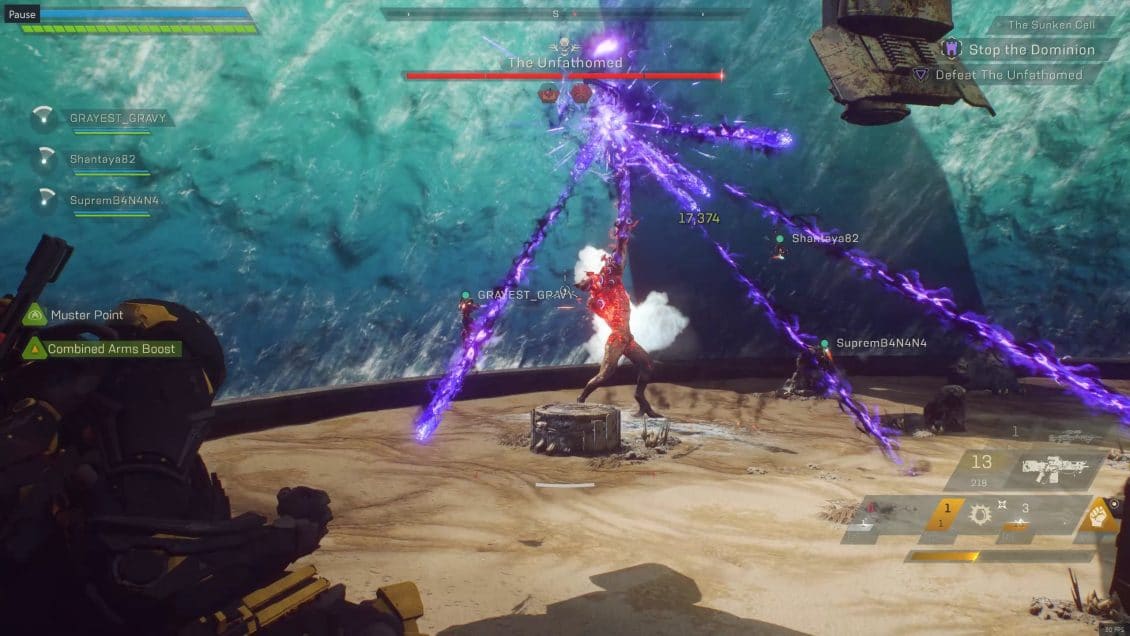 Anthem Sunken Cell - Final Boss Mechanics - Purple Projectiles.