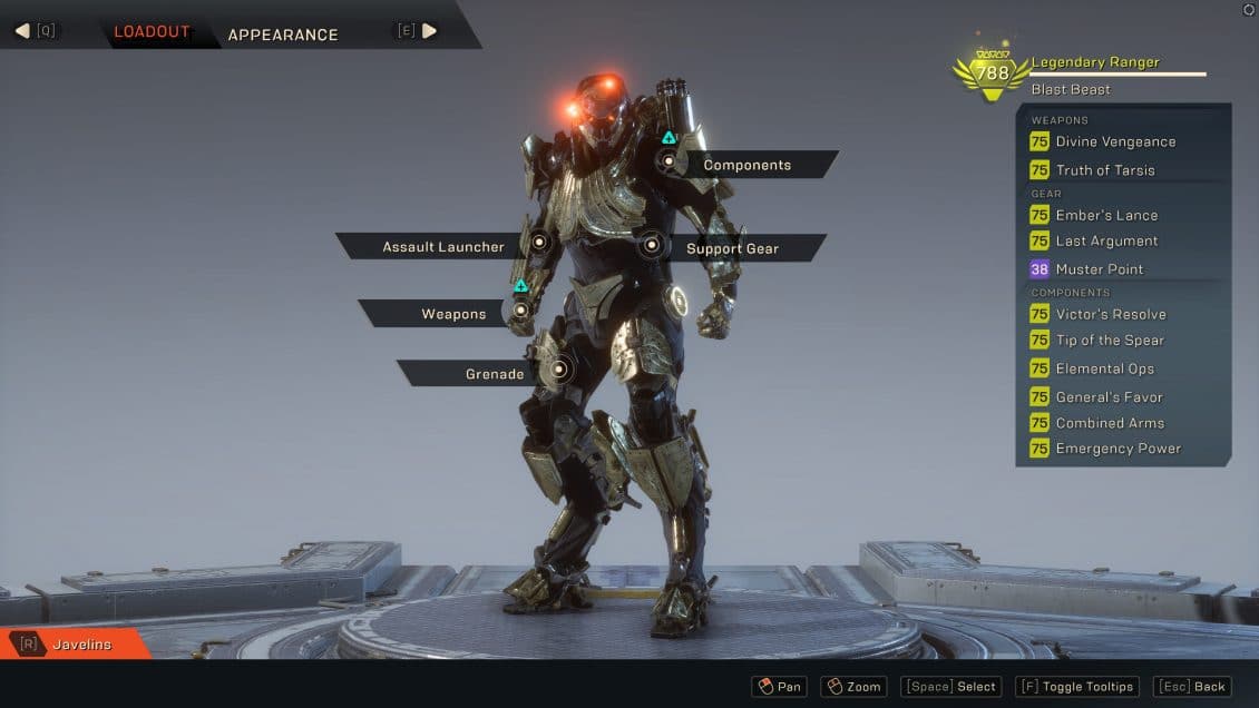Anthem In-Game Stats Page