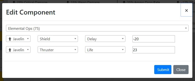 Anthem Javelin-Stats Tool - Editing Items