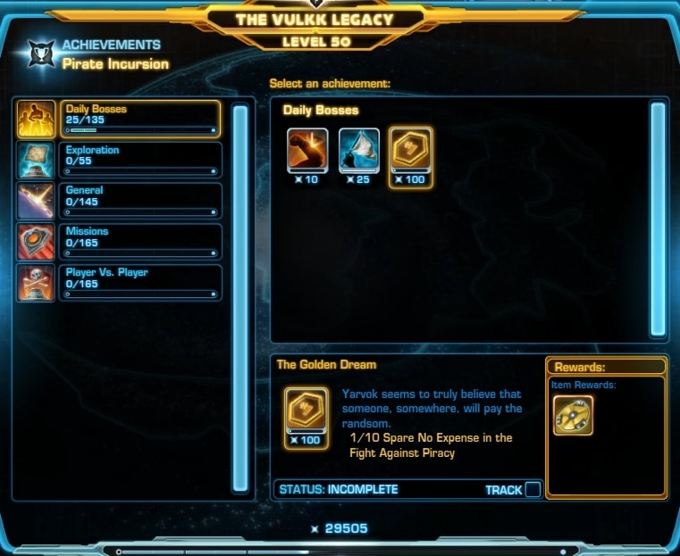 SWTOR Dantooine Incursion Event Achievements