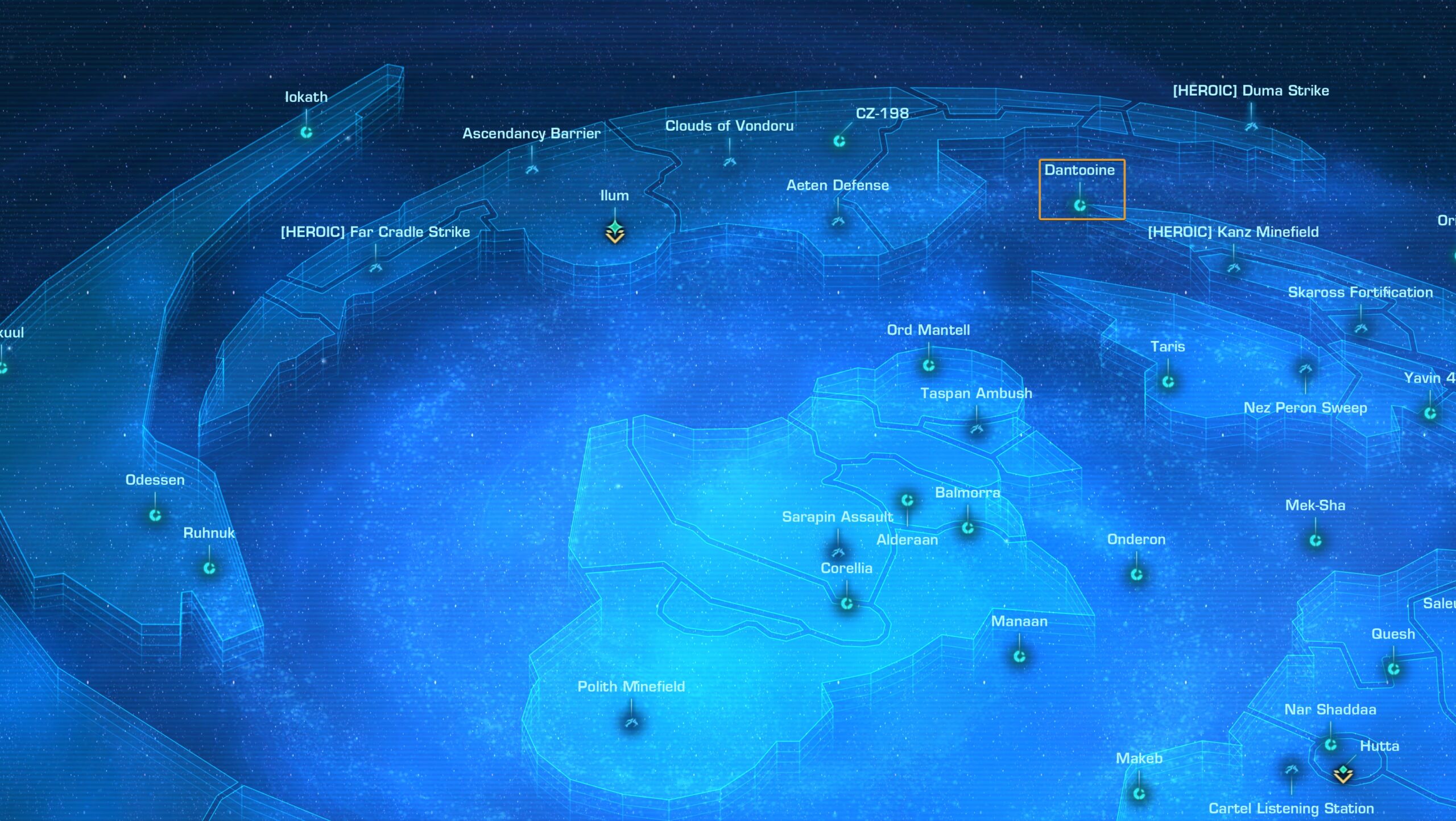 Dantooine Location on the Galaxy Map in SWTOR