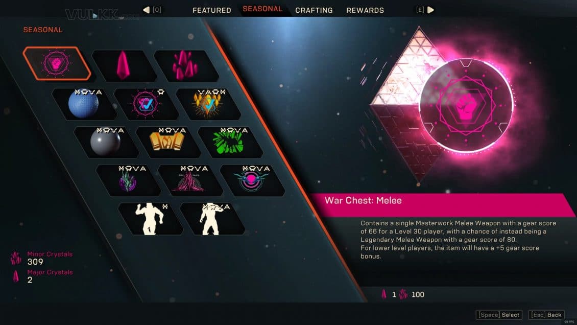 ANTHEM Seasonal Store - War Chests Melee Weapons