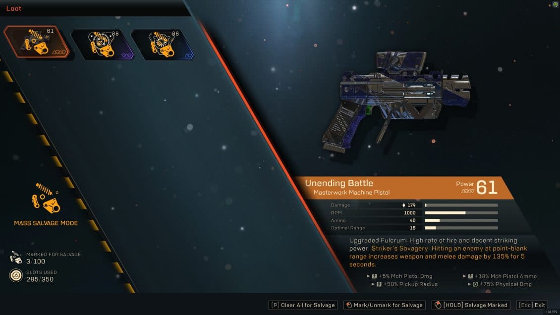 Anthem 1.5.0 Mass Salvage option