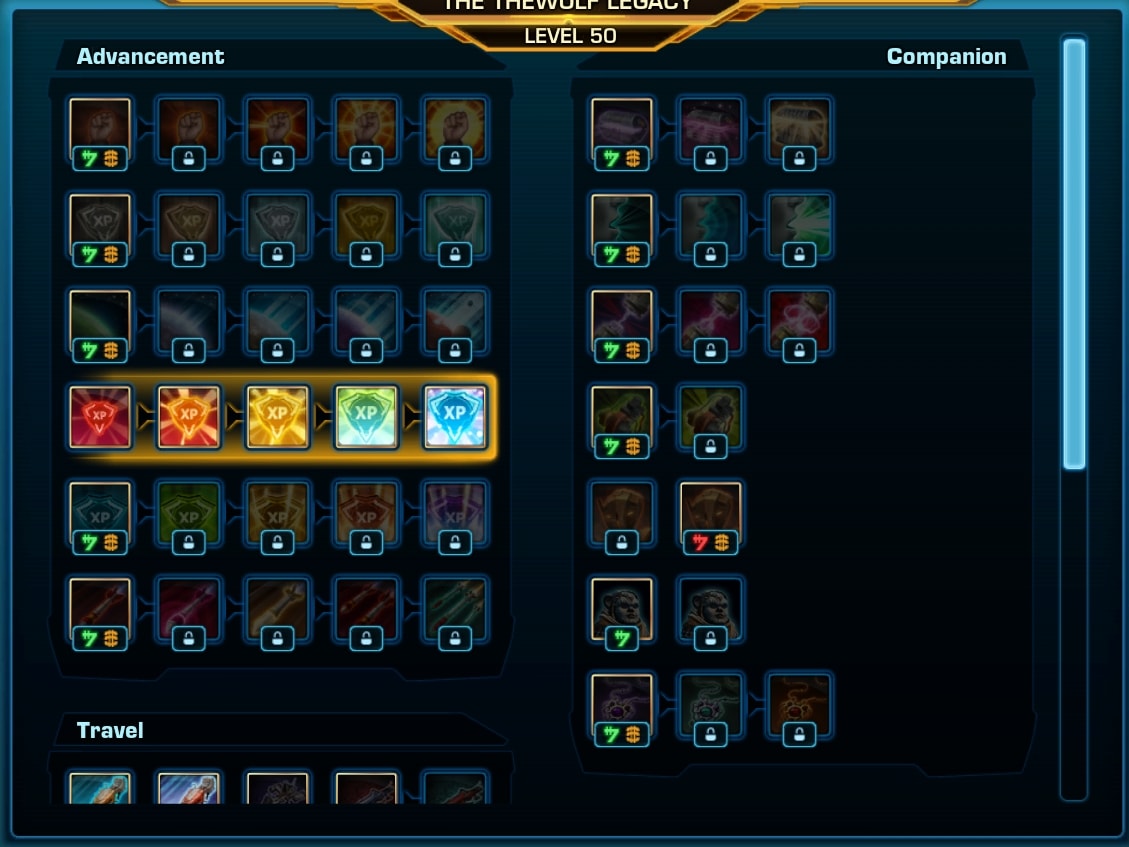 SWTOR Character Perks Legacy Tab