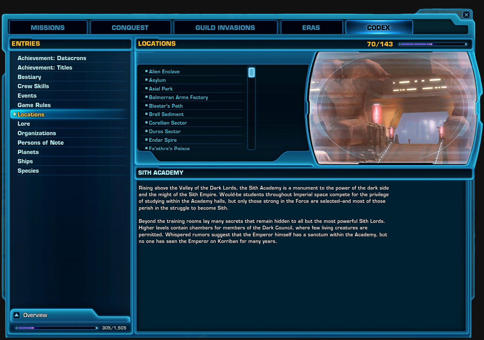 SWTOR Codex Window 7.7