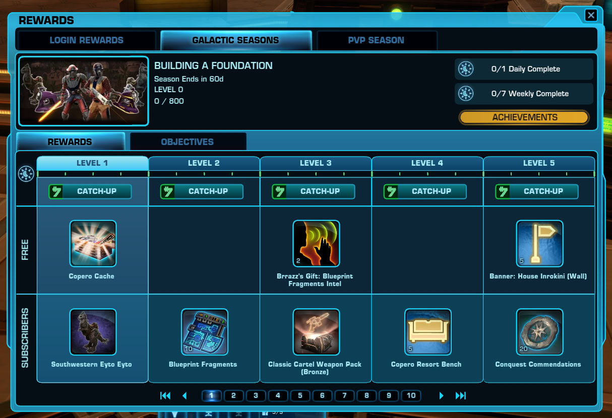 SWTOR Galactic Seasons Tab