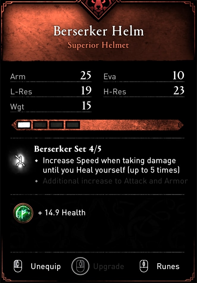 AC Valhalla Armor Set - Berserker Pack - Berserker Helm Stats