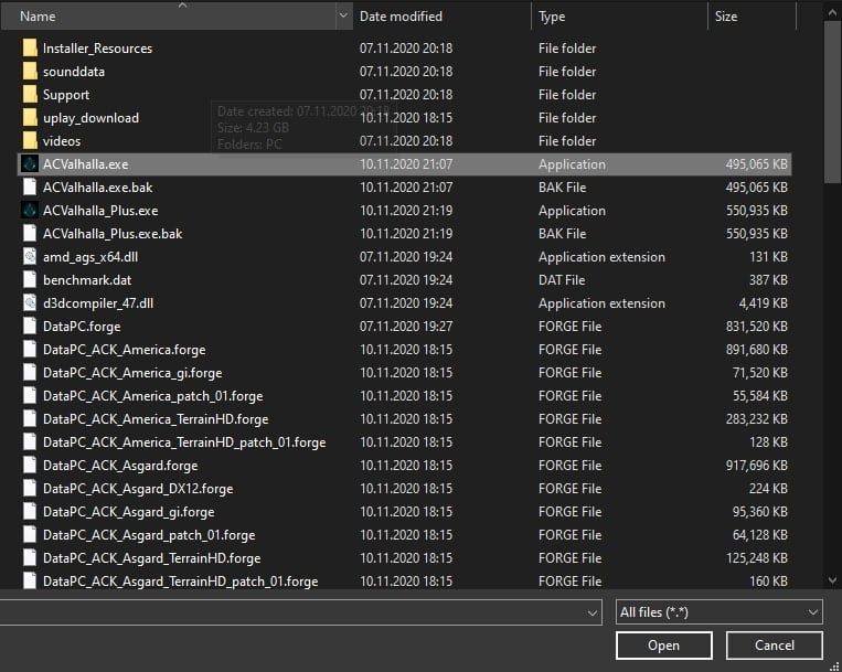 ACValhalla exe file opening