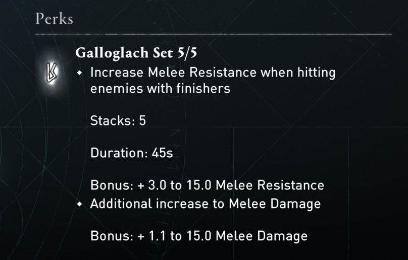 Assassin's Creed Valhalla Galloglach Armor set bonus