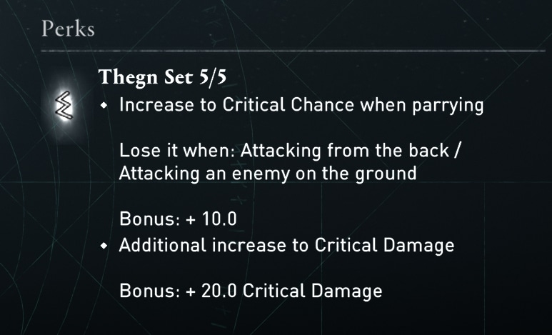 Assassin's Creed Valhalla Thegn Armor Set Bonus