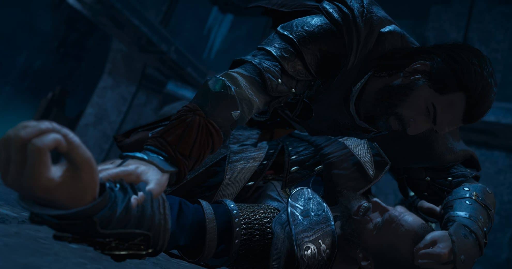 Basim has Eivor pinned down - end of Phase 1 cinematic