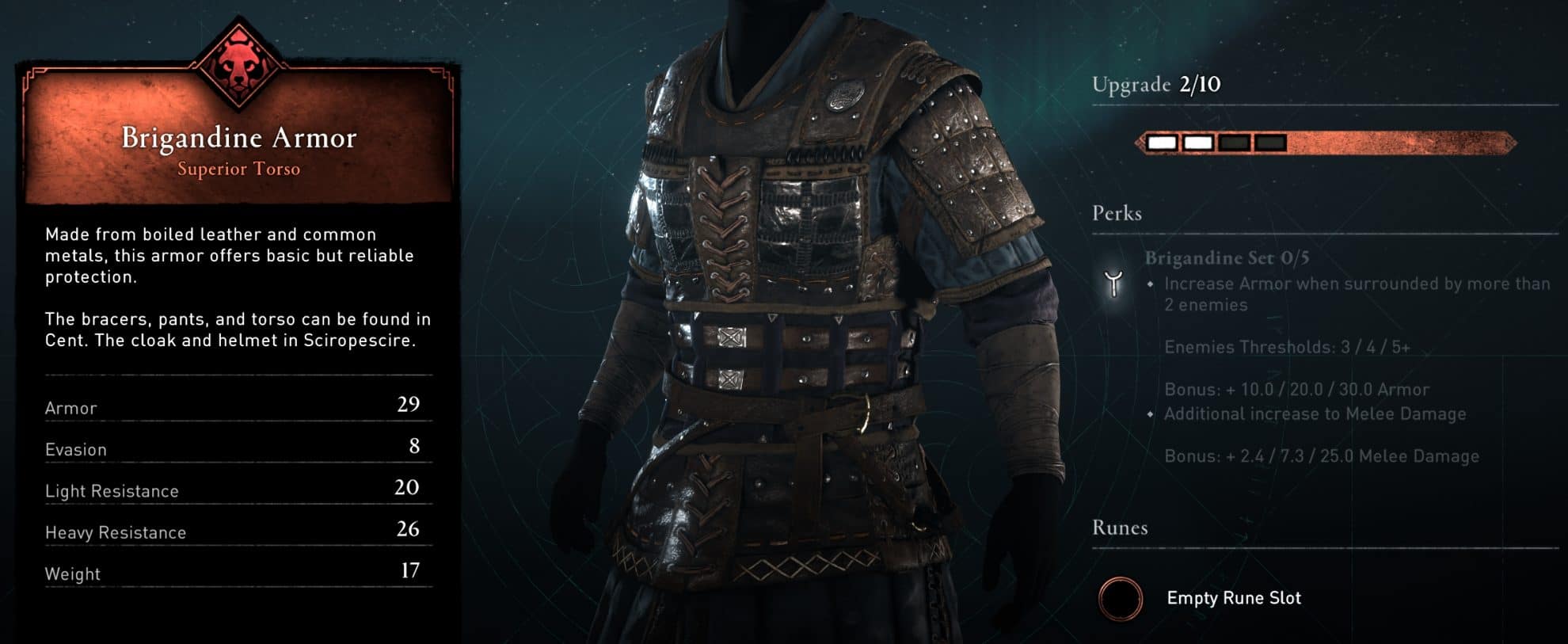 Brigandine Armor Stats