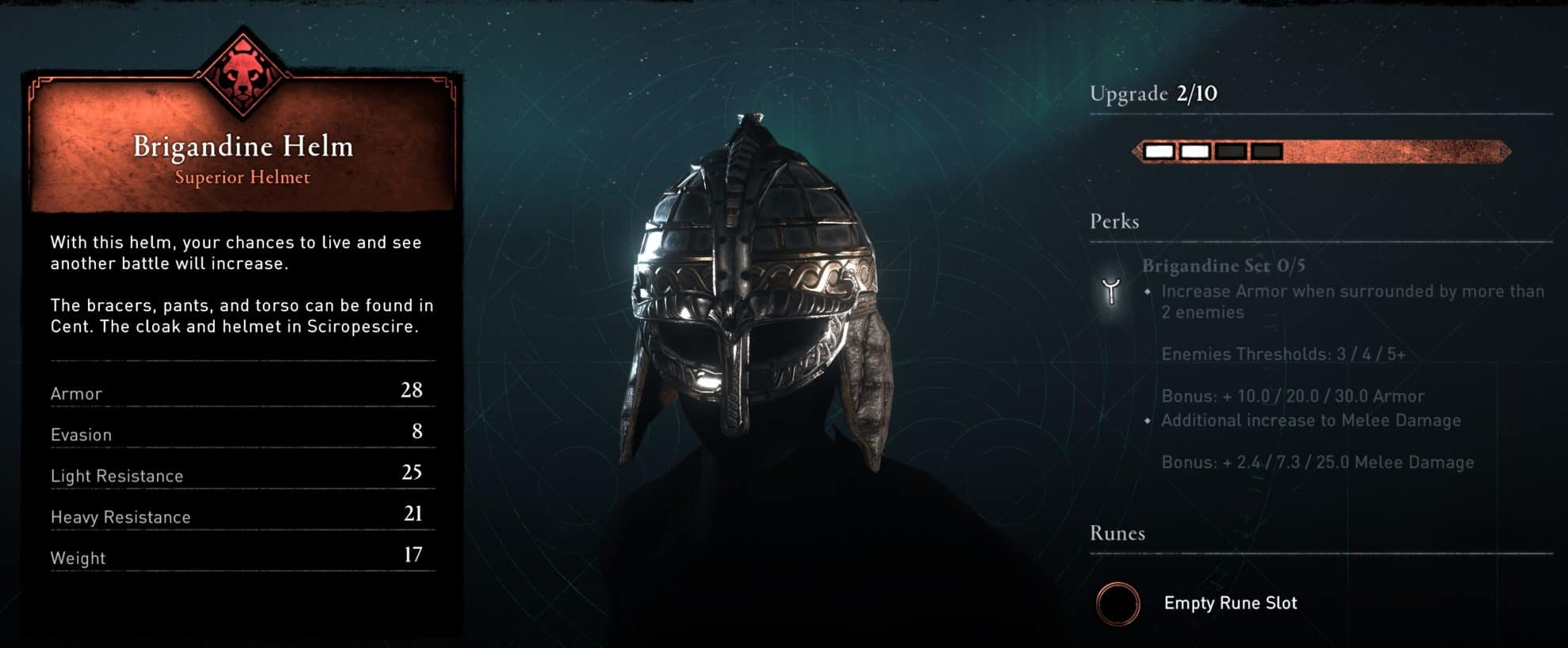 Brigandine Helm Stats