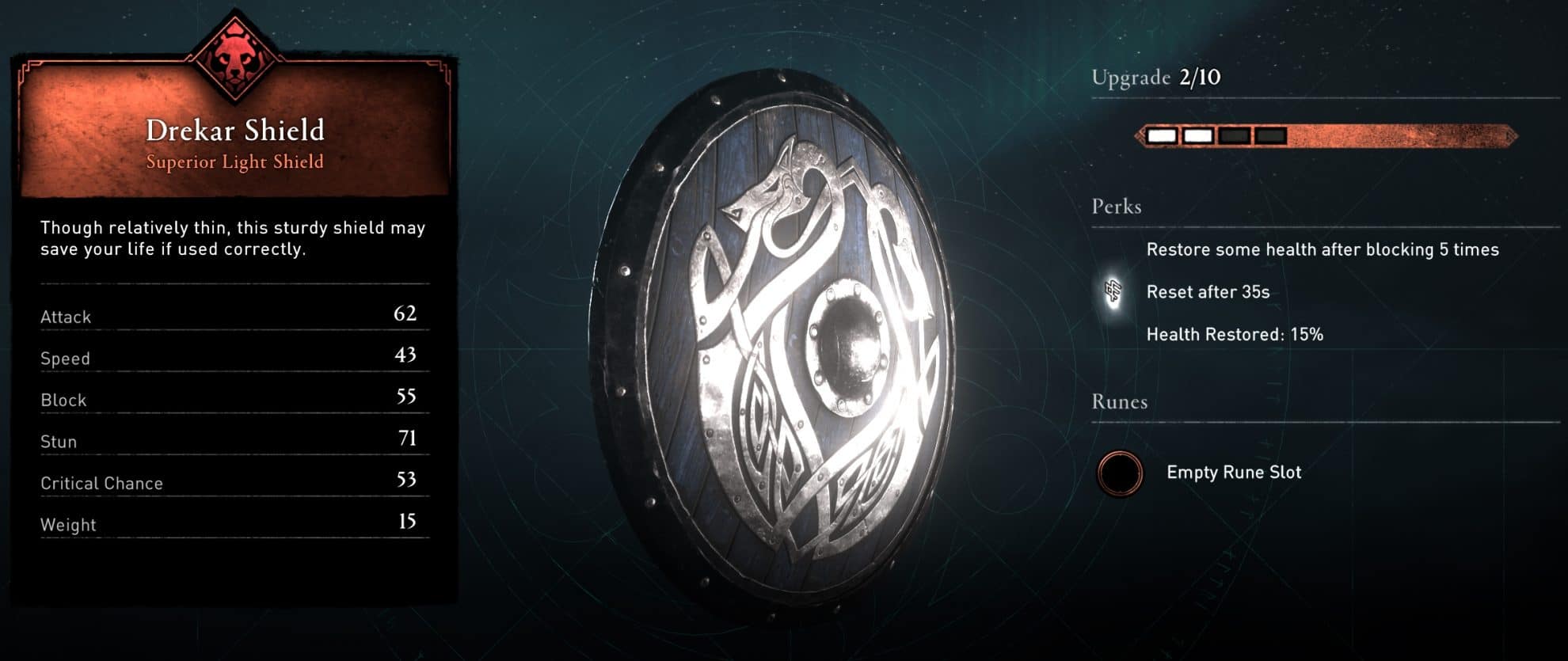 Drekar Shield Stats