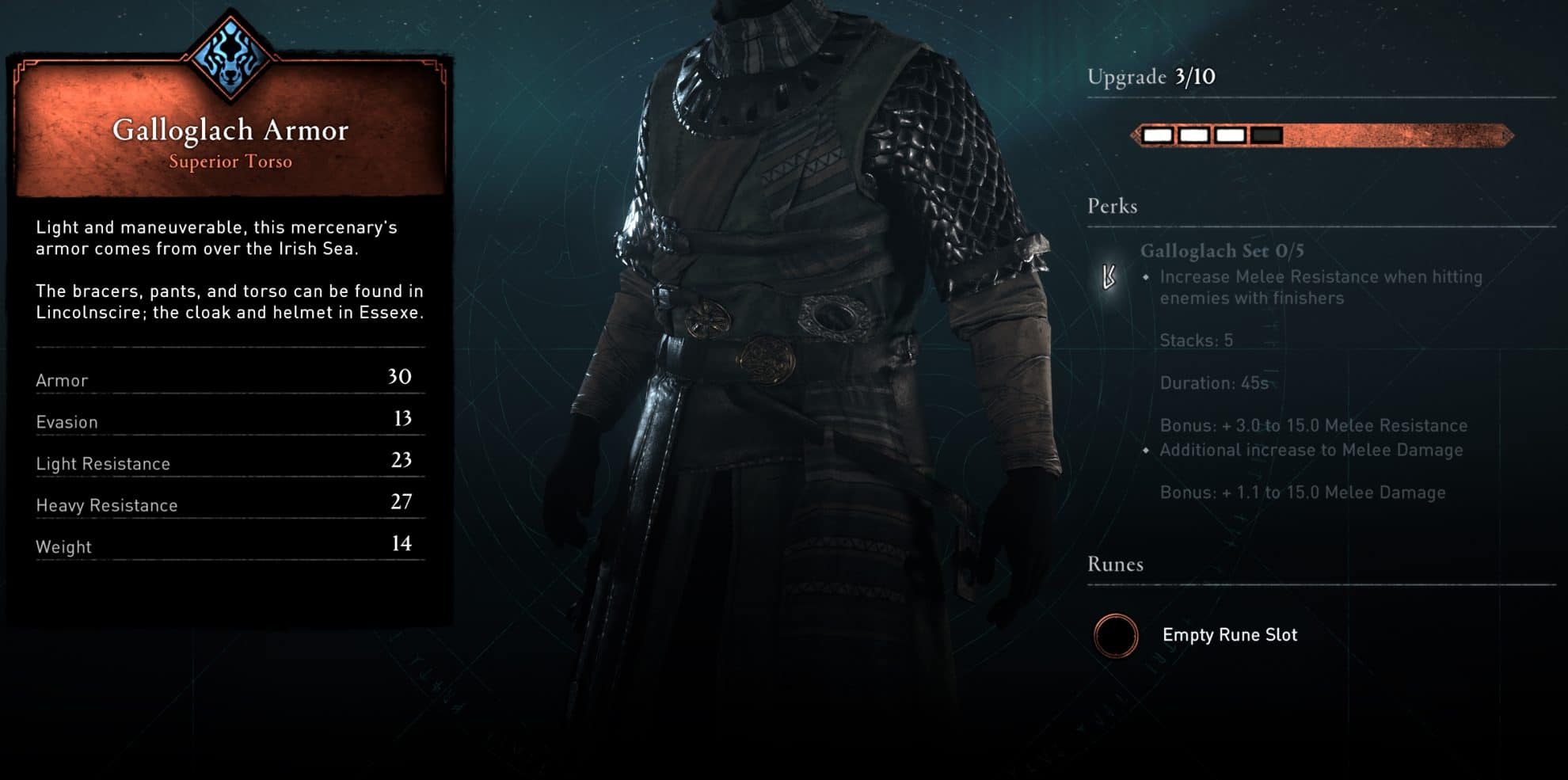 Galloglach Armor Stats