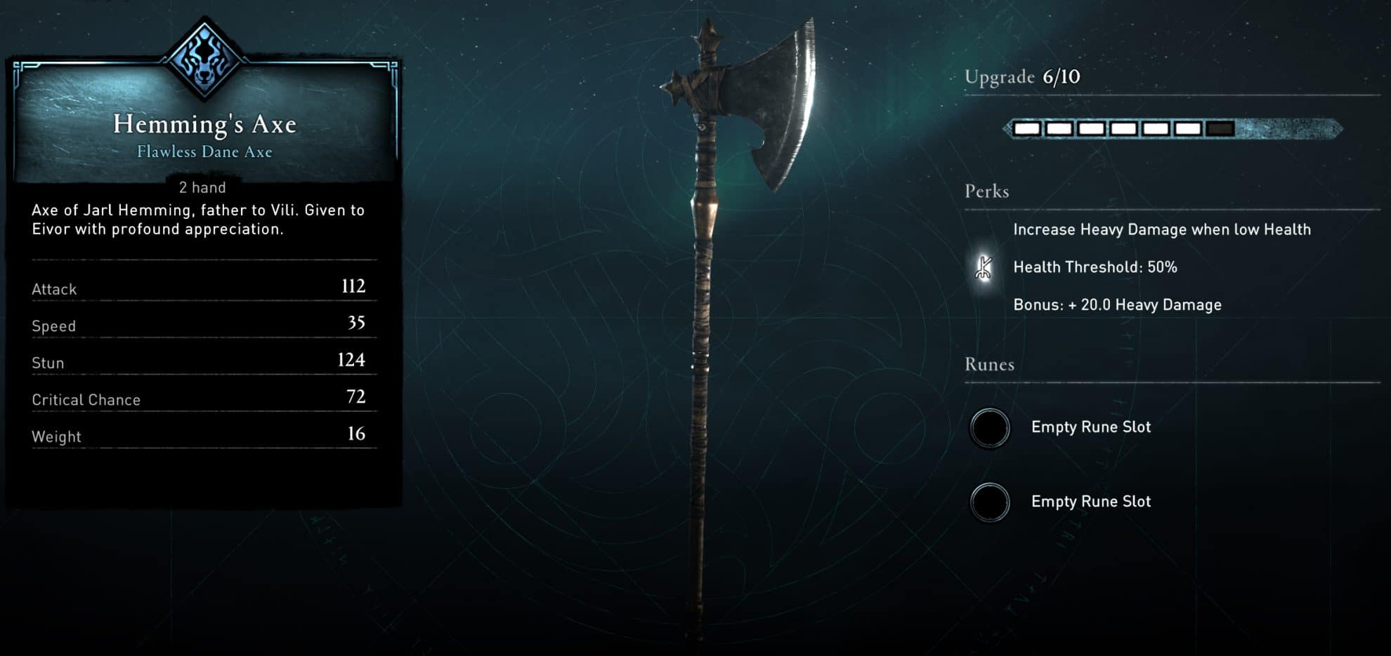 Hemming's Axe Stats